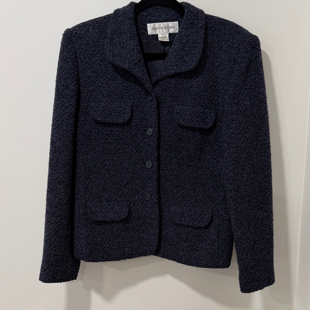 Jones New York Dark Purple/Black Textured Blazer